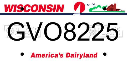 GVO8225 Wisconsin License Plate