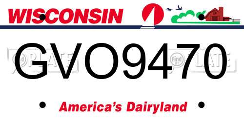 GVO9470 Wisconsin License Plate