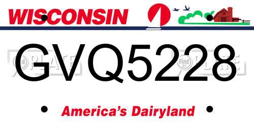 GVQ5228 Wisconsin License Plate