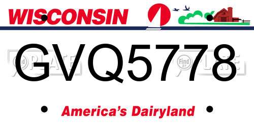 GVQ5778 Wisconsin License Plate