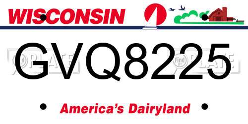GVQ8225 Wisconsin License Plate