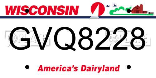 GVQ8228 Wisconsin License Plate