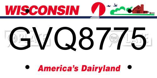 GVQ8775 Wisconsin License Plate