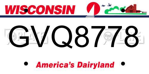 GVQ8778 Wisconsin License Plate