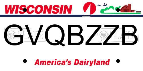 GVQBZZB Wisconsin License Plate