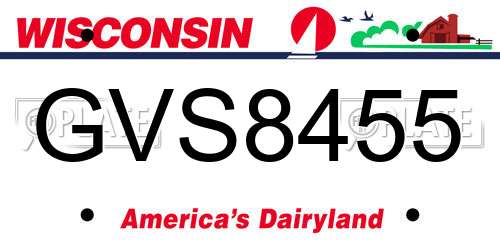 GVS8455 Wisconsin License Plate