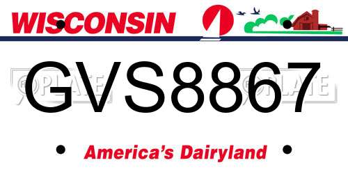 GVS8867 Wisconsin License Plate