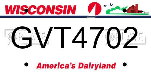 GVT4702 Wisconsin License Plate