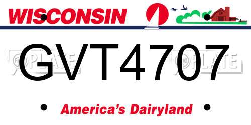 GVT4707 Wisconsin License Plate
