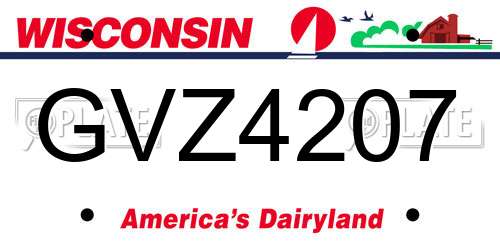 GVZ4207 Wisconsin License Plate
