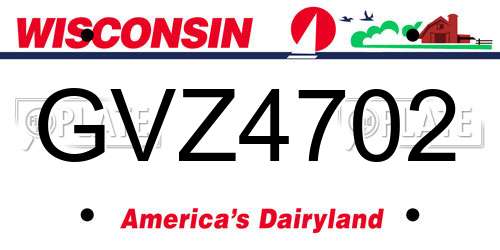 GVZ4702 Wisconsin License Plate