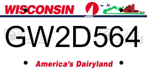 GW2D564 Wisconsin License Plate