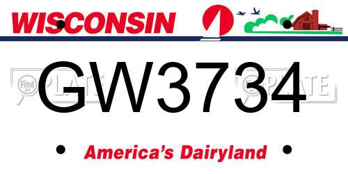 GW3734 Wisconsin License Plate