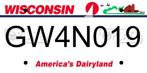 GW4N019 Wisconsin License Plate