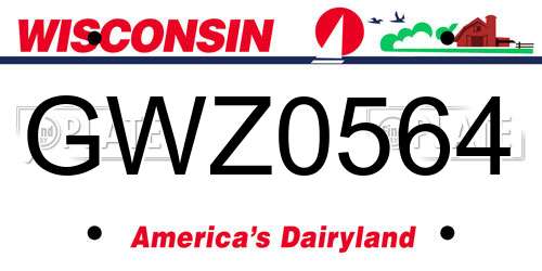 GWZ0564 Wisconsin License Plate