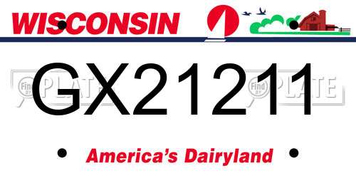 GX21211 Wisconsin License Plate