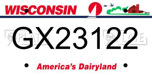 GX23122 Wisconsin License Plate
