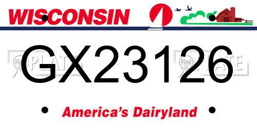GX23126 Wisconsin License Plate