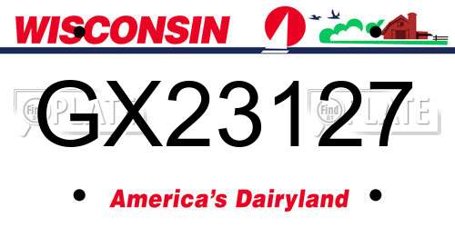 GX23127 Wisconsin License Plate