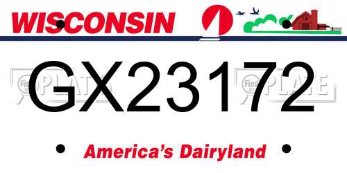 GX23172 Wisconsin License Plate