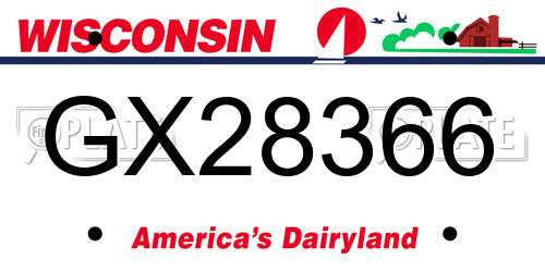 GX28366 Wisconsin License Plate