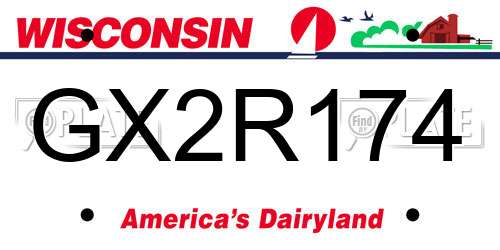 GX2R174 Wisconsin License Plate