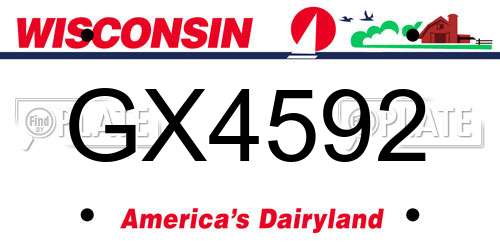 GX4592 Wisconsin License Plate