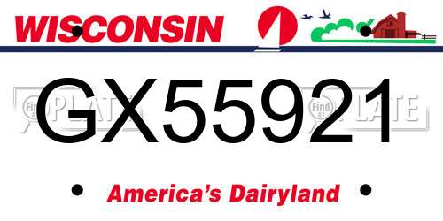 GX55921 Wisconsin License Plate