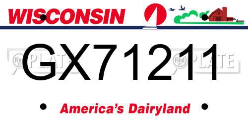 GX71211 Wisconsin License Plate