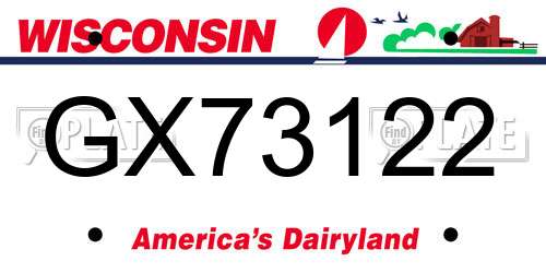 GX73122 Wisconsin License Plate