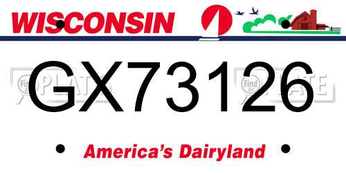 GX73126 Wisconsin License Plate