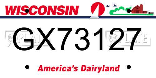 GX73127 Wisconsin License Plate