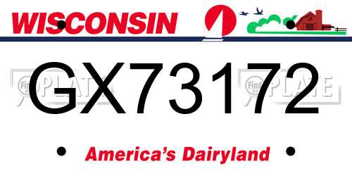 GX73172 Wisconsin License Plate