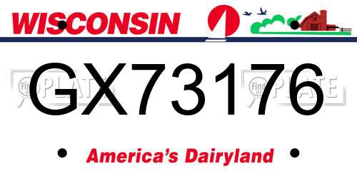 GX73176 Wisconsin License Plate