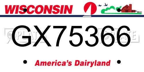 GX75366 Wisconsin License Plate