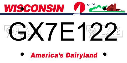 GX7E122 Wisconsin License Plate