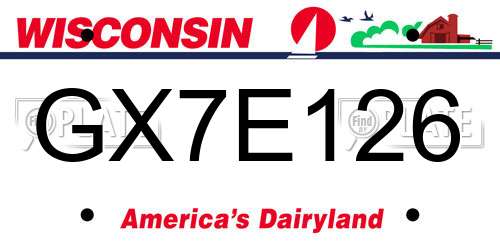 GX7E126 Wisconsin License Plate