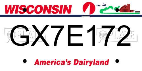 GX7E172 Wisconsin License Plate