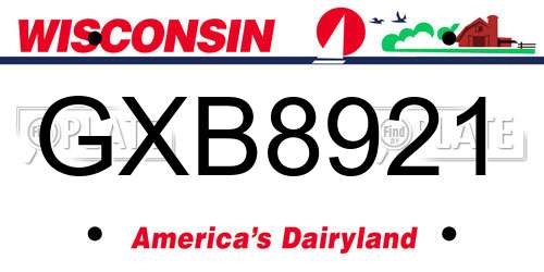 GXB8921 Wisconsin License Plate