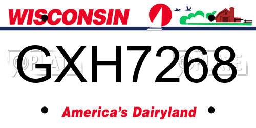 GXH7268 Wisconsin License Plate