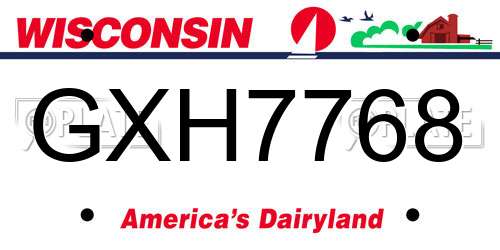 GXH7768 Wisconsin License Plate