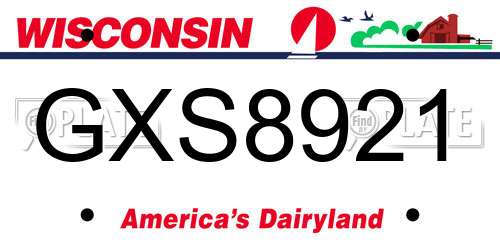 GXS8921 Wisconsin License Plate