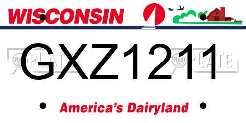 GXZ1211 Wisconsin License Plate
