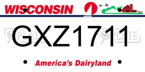 GXZ1711 Wisconsin License Plate