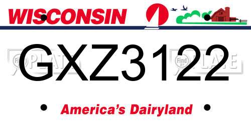 GXZ3122 Wisconsin License Plate