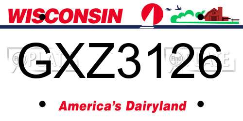 GXZ3126 Wisconsin License Plate