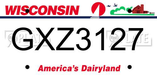 GXZ3127 Wisconsin License Plate