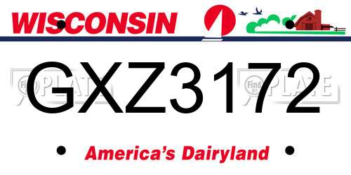 GXZ3172 Wisconsin License Plate