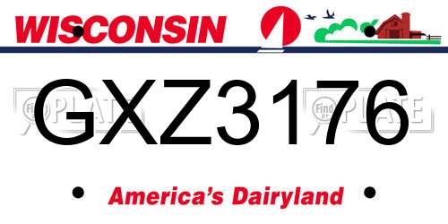 GXZ3176 Wisconsin License Plate