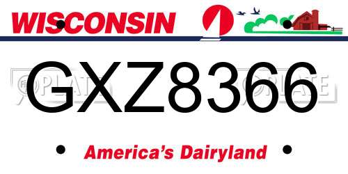 GXZ8366 Wisconsin License Plate